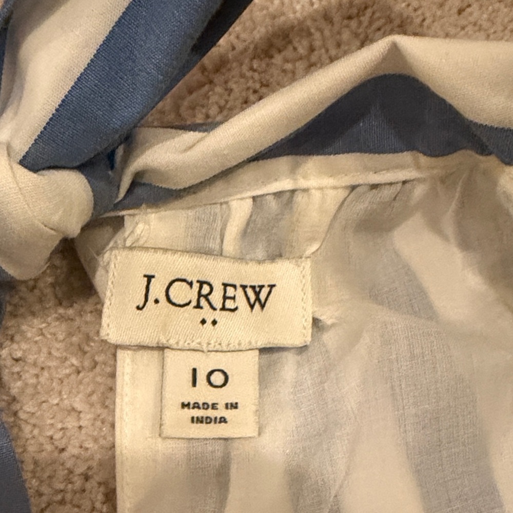 J.Crew Factory Blue White Stripe Halter Shift Dress Bow Neck Size 10 - Picture 2 of 6